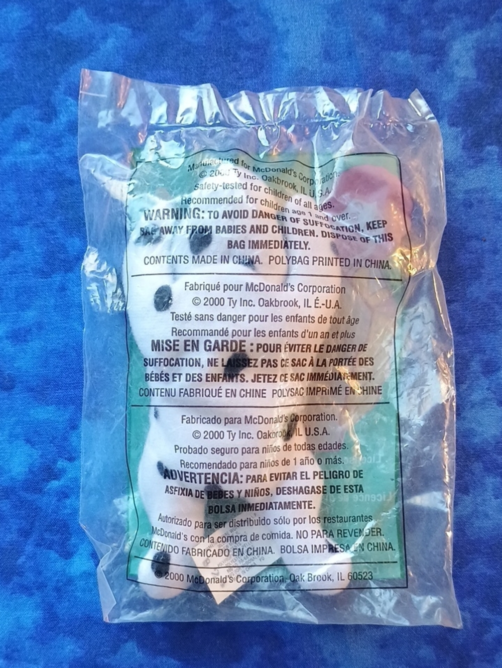 Ty Teenie Beanie Dotty Dalmatian Plush Happy Meal Toy 2000